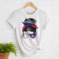 Haitian Baseball Mom Haiti Flag Baseball Girl Women T-Shirt