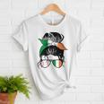 Ireland Baseball Mom Messy Bun Irish Baseball Girl Women T-Shirt