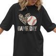 Baseball Game Day Vibes Baseball Mom Mama Leopard Cute Women T-Shirt