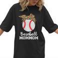 Baseball MomMom Baseball Player Leopard Mom Mom Women T-Shirt Baseball MomMom Baseball Player Leopard Mom Mom Women T-Shirt