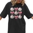 Baseballs And Bows Coquette Baseball Mom Baseball Coach Girl Women T-Shirt