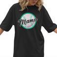 Cute Mama Script Font On Baseball Mom Women T-Shirt