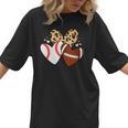 Football Baseball Heart Football Baseball Mom Women T-Shirt