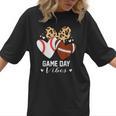 Game Day Vibes Football Baseball Mom Heart Women T-Shirt Game Day Vibes Football Baseball Mom Heart Women T-Shirt