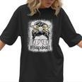 Leopard Messy Bun Mom Mother's Day Baseball Mommy Women T-Shirt
