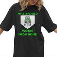 Messy Bun Baseball Mom My Stepchild Works From Home Women T-Shirt Messy Bun Baseball Mom My Stepchild Works From Home Women T-Shirt