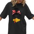 Messy Bun Baseball Mom Turkey Face Matching Thanksgiving Women T-Shirt
