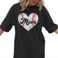 Mother's Day Distressed Heart Baseball Mom Mama Sport Fan Women T-Shirt
