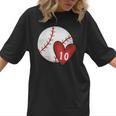 Womens Custom Baseball Mom Number 10 Heart For Mom Mommy Women T-Shirt