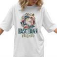 Artsy Baseball Mom Flowers Unique Game Day Ball Distressed Women T-Shirt