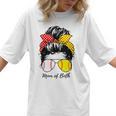 Baseball Mom Softball Mom Of Both Messy Bun Mother's Day Women T-Shirt Baseball Mom Softball Mom Of Both Messy Bun Mother's Day Women T-Shirt