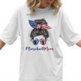 Baseball Mom USA American Flag 4th Of July Women T-Shirt