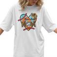 Baseball Mom Valentine Leopard Heart Softball Mother's Day Women T-Shirt