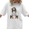Baseball Mom Women Messy Bun Leopard Mother's Day Women T-Shirt