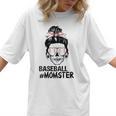 Baseball Momster Messy Bun Skull Mom For Women Halloween Women T-Shirt Baseball Momster Messy Bun Skull Mom For Women Halloween Women T-Shirt