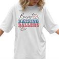 Busy Raising Ballers Retro Groovy Baseball Mom Outfit Women T-Shirt