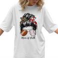 Football Mom Baseball Mom Of Both Messy Bun Mother's Day Women T-Shirt