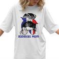 French Baseball Mom France Messy Bun Women T-Shirt