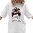 Kinda Busy Raising Ballers Messy Bun Funny Baseball Mom Women T-Shirt