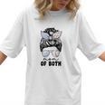 Mom Of Both Volleyball And Baseball Mom For Women Messy Bun Women T-Shirt Mom Of Both Volleyball And Baseball Mom For Women Messy Bun Women T-Shirt