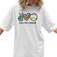Peace Love Baseball Lover Motif For Women Pink Baseball Mom Women T-Shirt