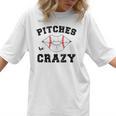 Pitches Be Crazy Baseball Moms Softball Players Hey Batter Women T-Shirt Pitches Be Crazy Baseball Moms Softball Players Hey Batter Women T-Shirt