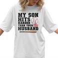My Son Hits Harder Than Your Husband Baseball Mom Women T-Shirt