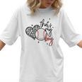 That's My Boy Leopard Heart Baseball Mom Premium Women T-Shirt