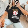 Baseball MomMom Baseball Player Leopard Mom Mom Women T-Shirt Baseball MomMom Baseball Player Leopard Mom Mom Women T-Shirt