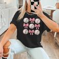 Baseballs And Bows Coquette Baseball Mom Baseball Coach Girl Women T-Shirt