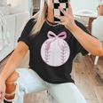 Coquette Baseball Mom Pink Bow Baseball Mama Women T-Shirt Coquette Baseball Mom Pink Bow Baseball Mama Women T-Shirt