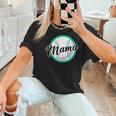 Cute Mama Script Font On Baseball Mom Women T-Shirt