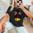 Messy Bun Baseball Mom Turkey Face Matching Thanksgiving Women T-Shirt