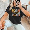 Mom Of The Birthday Baller Groovy Baseball Mom Women T-Shirt