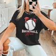 Softball Baseball Mom Floral Tee Mother's Day Women T-Shirt