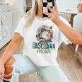 Artsy Baseball Mom Flowers Unique Game Day Ball Distressed Women T-Shirt