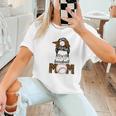 Baseball Mom Women Messy Bun Leopard Mother's Day Women T-Shirt
