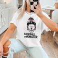 Baseball Momster Messy Bun Skull Mom For Women Halloween Women T-Shirt Baseball Momster Messy Bun Skull Mom For Women Halloween Women T-Shirt