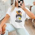 Busy Raising Ballers Softball Messy Bun Baseball Mom Women T-Shirt Busy Raising Ballers Softball Messy Bun Baseball Mom Women T-Shirt