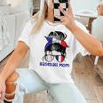 French Baseball Mom France Messy Bun Women T-Shirt