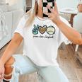 Peace Love Baseball Lover Motif For Women Pink Baseball Mom Women T-Shirt