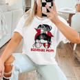 Peru Baseball Mom Messy Bun Women T-Shirt Peru Baseball Mom Messy Bun Women T-Shirt