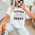 Pitches Be Crazy Baseball Moms Softball Players Hey Batter Women T-Shirt Pitches Be Crazy Baseball Moms Softball Players Hey Batter Women T-Shirt