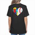 Autism Baseball Heart Autism Puzzle Baseball Mom Women's T-Shirt Back Print Autism Baseball Heart Autism Puzzle Baseball Mom Women's T-Shirt Back Print