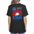 In My Baseball Mom Era Groovy Baseball Mother's Day US Flag Women's T-Shirt Back Print