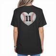 Baseball Number 11 Distressed Heart For Baseball Moms Women's T-Shirt Back Print Baseball Number 11 Distressed Heart For Baseball Moms Women's T-Shirt Back Print
