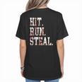 Hit Run Steal Baseball Mom For Women Baseball Women's T-Shirt Back Print Hit Run Steal Baseball Mom For Women Baseball Women's T-Shirt Back Print