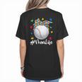 Messy Ball Puzzle Baseball Mom Life Autism Awareness Month Women's T-Shirt Back Print