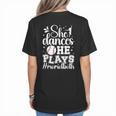 She Dances He Plays Mom Of Both Dance And Baseball Mom Women's T-Shirt Back Print