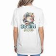 Artsy Baseball Mom Flowers Unique Game Day Ball Distressed Women's T-Shirt Back Print Artsy Baseball Mom Flowers Unique Game Day Ball Distressed Women's T-Shirt Back Print